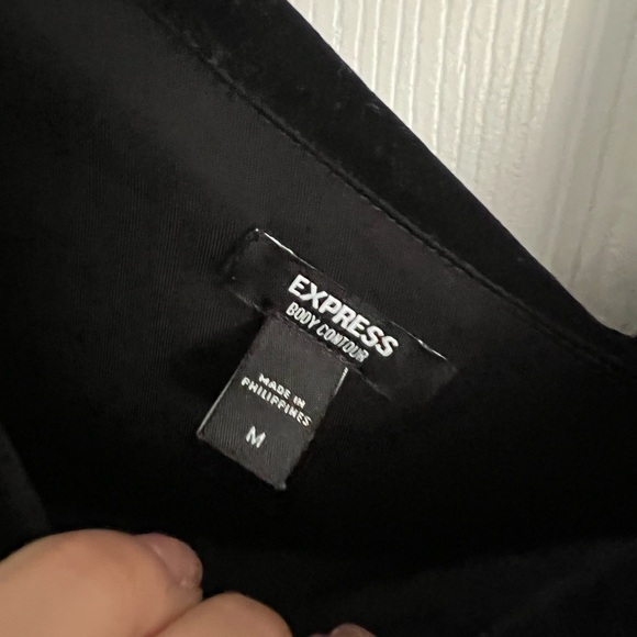 Express Black Formal Suede Bodysuit - Picture 2 of 3